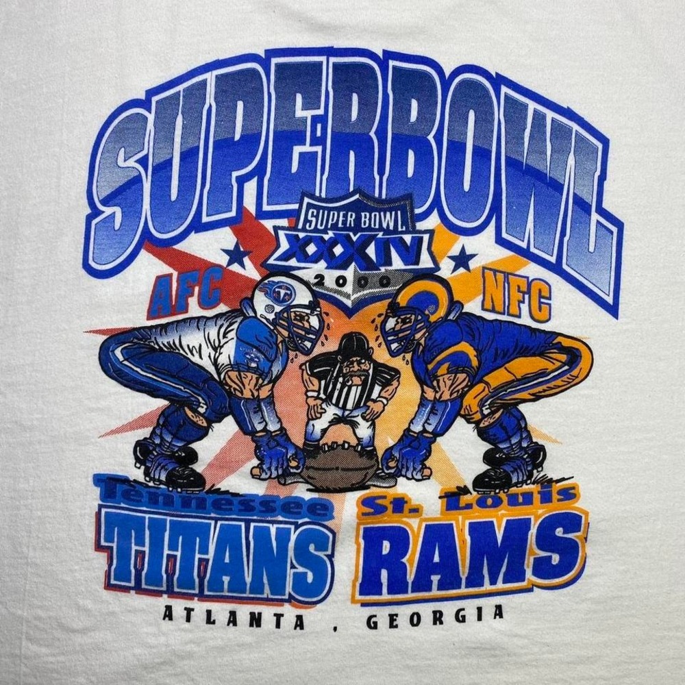 Vintage 2000s Super Bowl St Louis Rams vs Tennessee‎ Titans football shirt XL